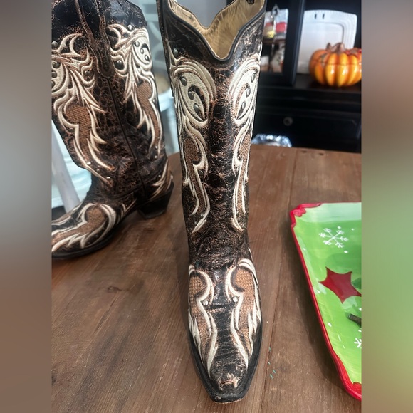 Corral Boots Brown & Cream Cowboy worn twice - Picture 2 of 6